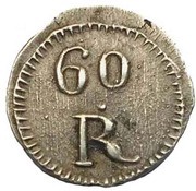 60 Réis - Tanga - Pedro V Goa Mint, India, 1856-1859 reverse image
