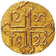 São Tomé de 12 Xerafins - João VI Big armillary sphere, Goa mint, India, 1817-1824 reverse image