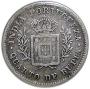 ¼ Rupia - Luíz I Calcutta mint, India, 1881-1885 reverse image