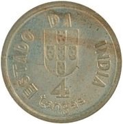 4 TANGAS - Republic Pattern, Lisboa mint, India, 1934 reverse image