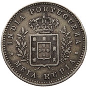 ½ Rupia - Luíz I Calcutta mint, India, 1881-1885 reverse image