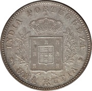 1 Rupia - Luíz I Calcutta mint, India, 1881-1885 reverse image