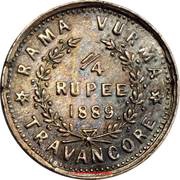 ¼ Rupee - Moolam Thirunal Rama Varma VI, India, 1889 reverse image