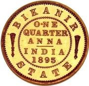 ¼ Anna - Victoria Pattern, India, 1895 reverse image