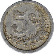 5 Centimes Oran Chamber of Commerce, Algeria, 1921 reverse image