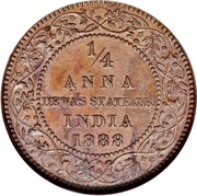 ¼ Anna - Victoria [Narayan Rao], India, 1888 reverse image