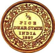 ½ Pice - Victoria [Anand Rao Pawar III] Pattern, India, 1887 reverse image