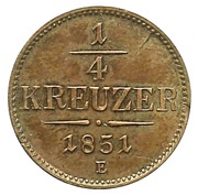 ¼ Kreuzer, Austria, 1851 reverse image
