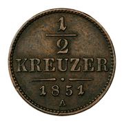 ½ Kreuzer, Austria, 1851-1856 reverse image