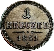 1 Kreuzer, Austria, 1851 reverse image