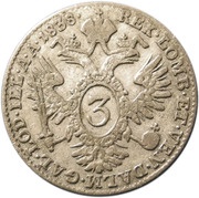 3 Kreuzers - Ferdinand I, Austria, 1837-1848 reverse image