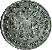 5 Kreuzer - Ferdinand I, Austria, 1835-1836 reverse image