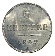 6 Kreuzer, Austria, 1849 reverse image