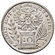 10 Kreuzers - Maria Theresia Graz, Austria, 1754-1765 reverse image