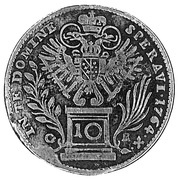 10 Kreuzers - Franz I, Austria, 1754-1766 reverse image