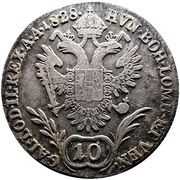 10 Kreuzers - Franz I, Austria, 1825-1830 reverse image