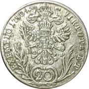 20 Kreuzers - Joseph II, Austria, 1776-1780 reverse image