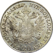 20 Kreuzers - Franz I, Austria, 1831-1835 reverse image