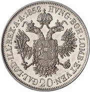 20 Kreuzers - Francis Joseph I, Austria, 1852 reverse image