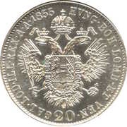 20 Kreuzers - Francis Joseph I, Austria, 1852-1856 reverse image