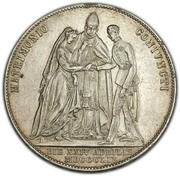 2 Gulden - Francis Joseph I Wedding, Austria, 1854 reverse image