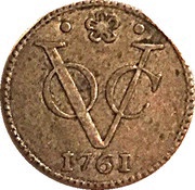 ½ Duit Holland, Indonesia, 1755-1763 reverse image