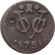 1 Duit Zeeland - With "V" countermark, Indonesia, 1731 reverse image