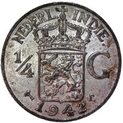 ¼ Gulden - Wilhelmina large type, narrow rims obverse image