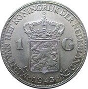 1 Gulden - Wilhelmina, Indonesia, 1943 reverse image