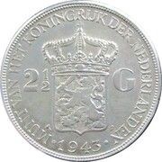 2½ Gulden - Wilhelmina, Indonesia, 1943 reverse image