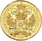 5 Ducats - Maria Theresia Vienna, Austria, 1754 reverse image
