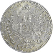 20 Kreuzers - Francis Joseph I, Austria, 1868-1872 reverse image