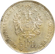 ¼ Florin - Francis Joseph I, Austria, 1859-1865 reverse image