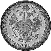 2 Florins - Francis Joseph I, Austria, 1866 reverse image