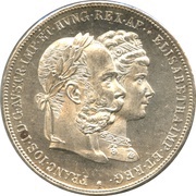 2 Gulden - Francis Joseph I Silver Wedding Jubilee obverse image