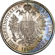 2 Vereinsthaler - Francis Joseph I, Austria, 1866-1867 reverse image