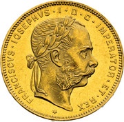 8 Florins / 20 Francs - Francis Joseph I obverse image