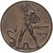 1 Corona - Francis Joseph I Probe, Austria, 1914 reverse image