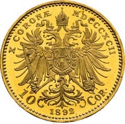 10 Corona - Francis Joseph I Pattern, Austria, 1892-1893 reverse image