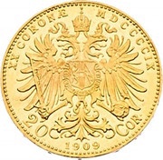 20 Corona - Francis Joseph I, Austria, 1909 reverse image
