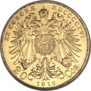20 Corona - Francis Joseph I, Austria, 1909-1916 reverse image