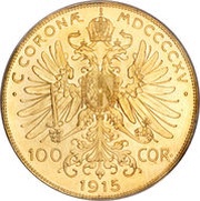 100 Corona - Francis Joseph I, Austria, 1909-1915 reverse image