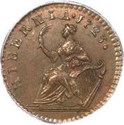 1 Farthing - George I "DEI GRATIA", Ireland, 1723-1724 reverse image