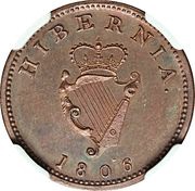1 Farthing - George III Type ".D:G.REX.", Ireland, 1806 reverse image