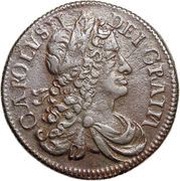 ½ Penny - Charles II large letters obverse image