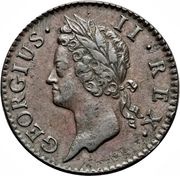 ½ Penny - George II large letters obverse image