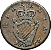 ½ Penny - George III short bust type, Ireland, 1766-1769 reverse image