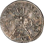 6 Pence - James II Gun Money Large Coinage, Ireland, 1689 reverse image