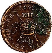 12 Pence/ Shilling - James II Gun Money Small Coinage reverse image