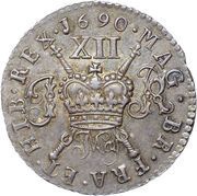 12 Pence - James II Gun Money Coinage; Silver Proof Issue reverse image